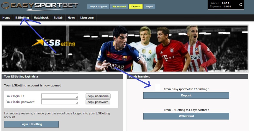 Transfert service ESBetting